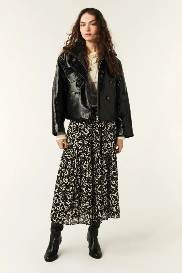 Tiered Skirt Eola Black Women Baandsh Skirts and Shorts