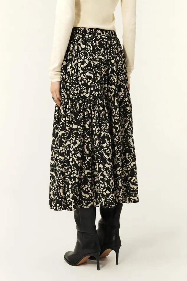 Tiered Skirt Eola Black Women Baandsh Skirts and Shorts