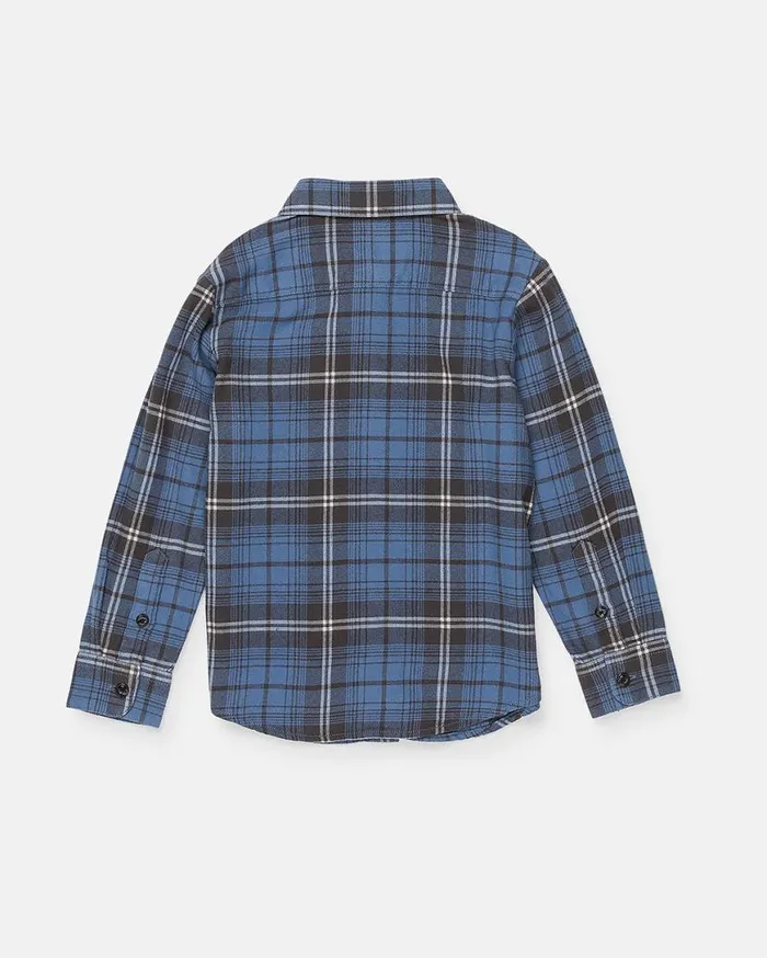 Toddler Boys Caden Plaid Long Sleeve Shirt 8211 Blue Kids Volcom Shirts and Flannels