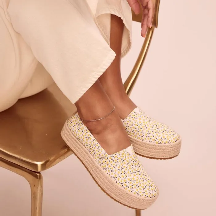 Toms Alpargatas Valencia Platform Espadrille Yellow Liberty Print 8211 Women Toms Alpargatas Valencia Platform Espadrille Yellow Liberty Print 8211 Women