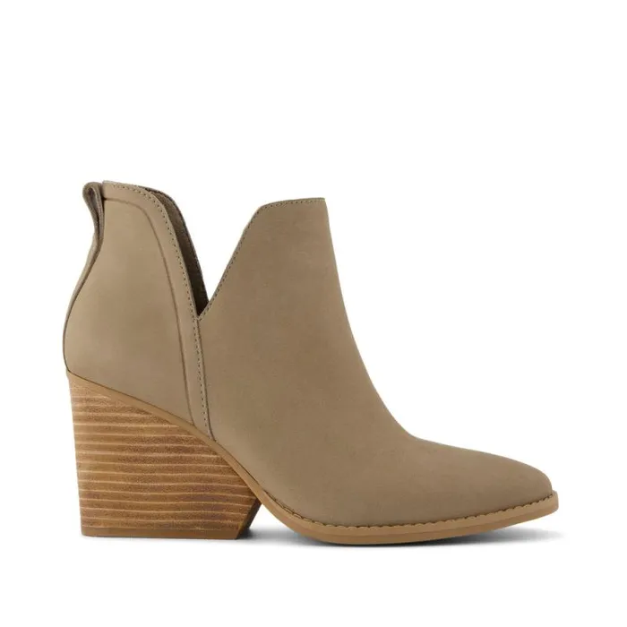Toms Boots and Booties Eliza Heeled Boot Dune Nubuck Leather 8211 Women