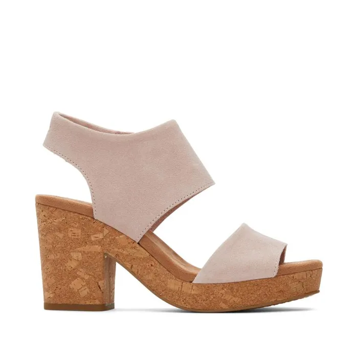 Toms Heels and Wedges Majorca Cork Platform Sandal Pink Suede 8211 Women