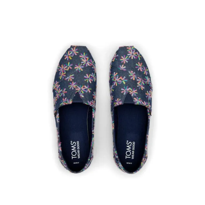 Toms TOMS Classics Alpargata Cloudbound Embroidered Floral Navy 8211 Women Toms TOMS Classics Alpargata Cloudbound Embroidered Floral Navy 8211 Women
