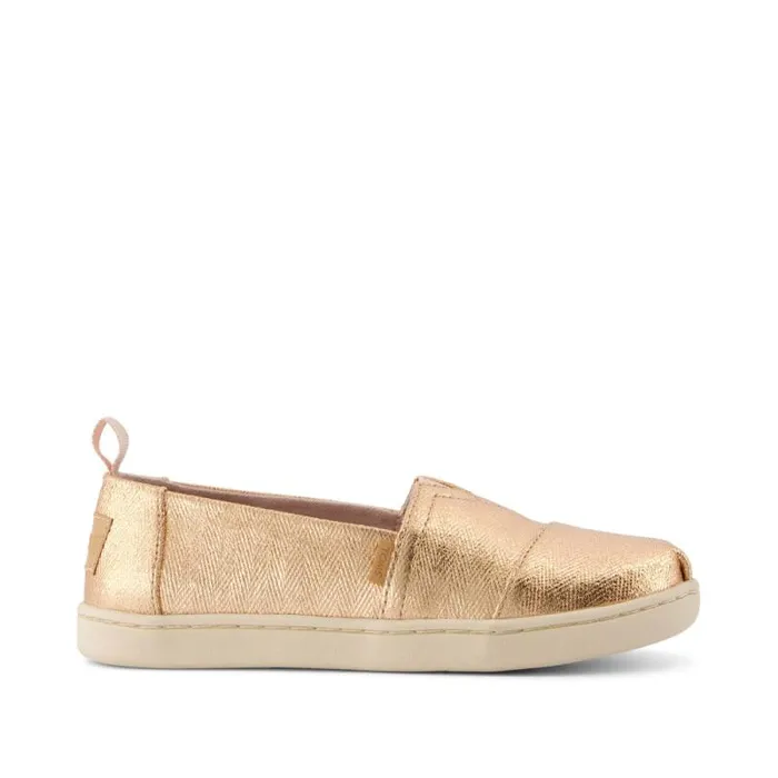 Toms TOMS Classics Alpargata Kids Shoe Rose Gold Metallic Herringbone 8211 WomenKids Toms TOMS Classics Alpargata Kids Shoe Rose Gold Metallic Herringbone 8211 WomenKids