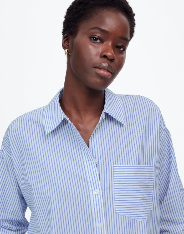 Tops and Shirts Women Madewell Poplin SidePanel Shirt Dbl Weave Blue And White St Tops and Shirts Women Madewell Poplin SidePanel Shirt Dbl Weave Blue And White St
