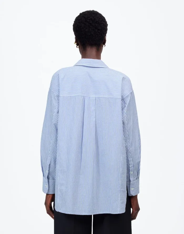 Tops and Shirts Women Madewell Poplin SidePanel Shirt Dbl Weave Blue And White St