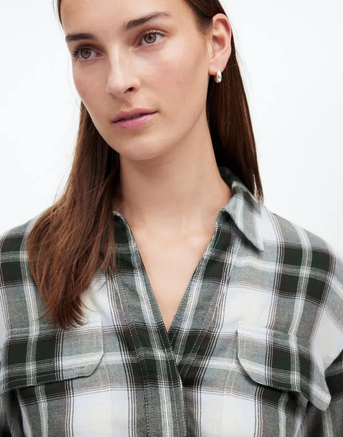Tops and Shirts Women Madewell Popover Shirt In Plaid City Blue