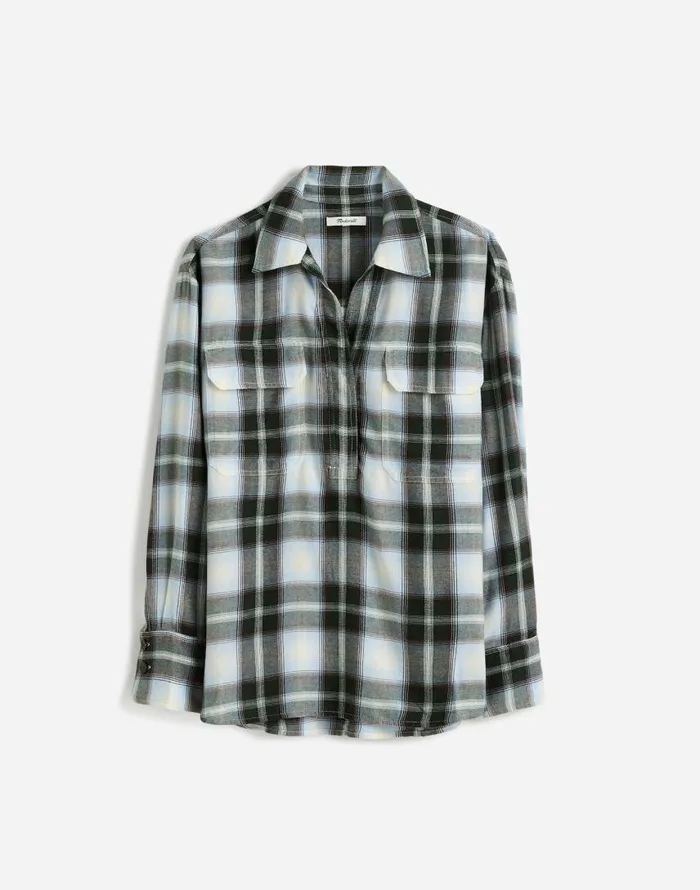 Tops and Shirts Women Madewell Popover Shirt In Plaid City Blue