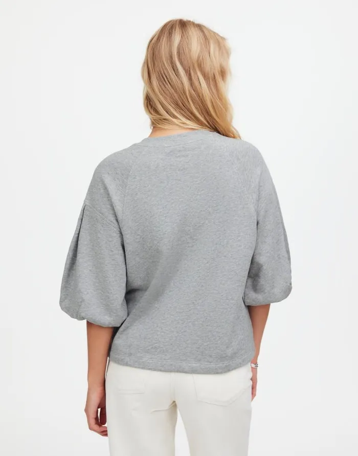 Tops and Shirts Women Madewell PuffSleeve Sweatshirt Tee Hthr Gym Class Grey