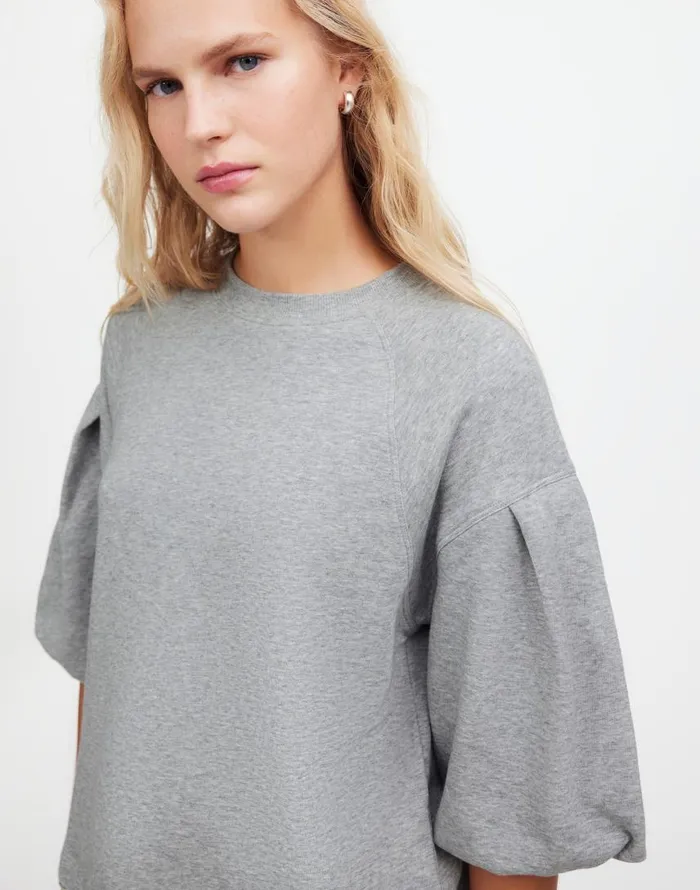 Tops and Shirts Women Madewell PuffSleeve Sweatshirt Tee Hthr Gym Class Grey