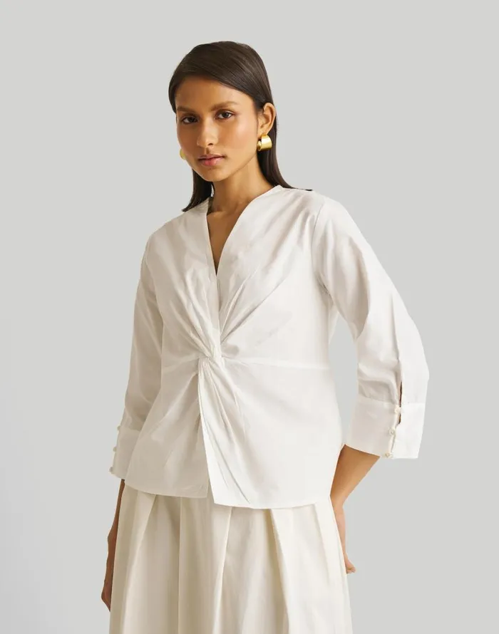 Tops and Shirts Women Madewell Reistor Front Twist Top White