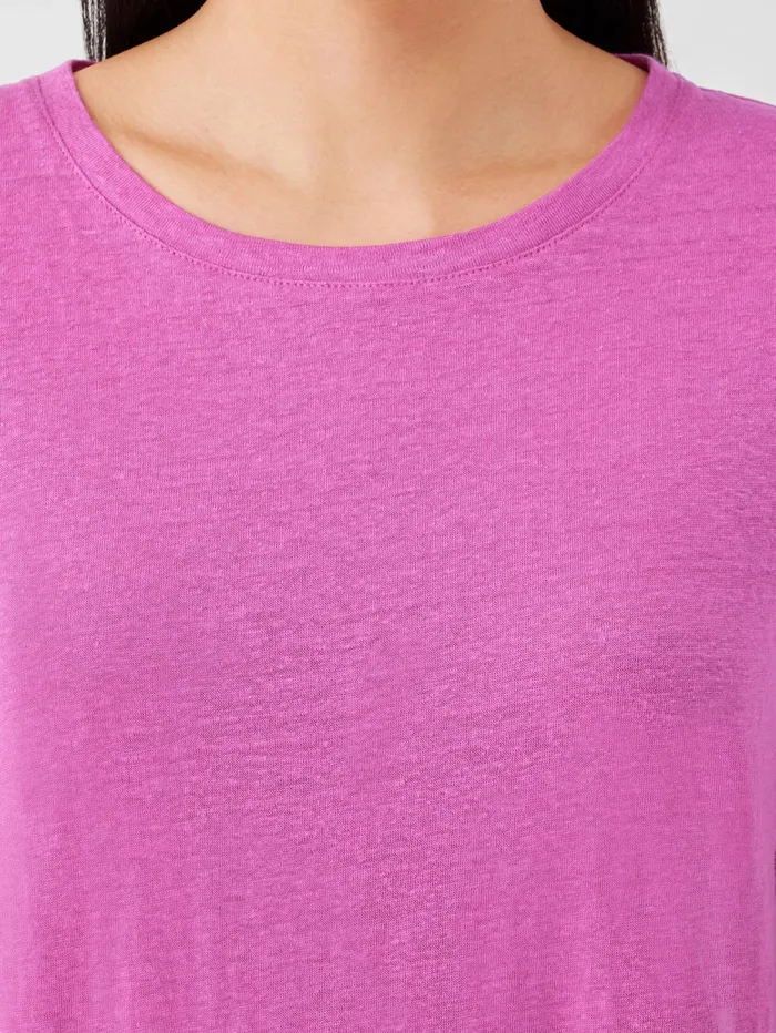 Tops and Tees Women Eileen Fisher Organic Linen Jersey Crew Neck Tee Black