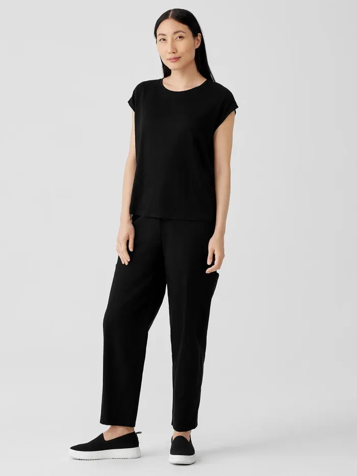 Tops and Tees Women Eileen Fisher Organic Linen Jersey ShirredBack Top Black