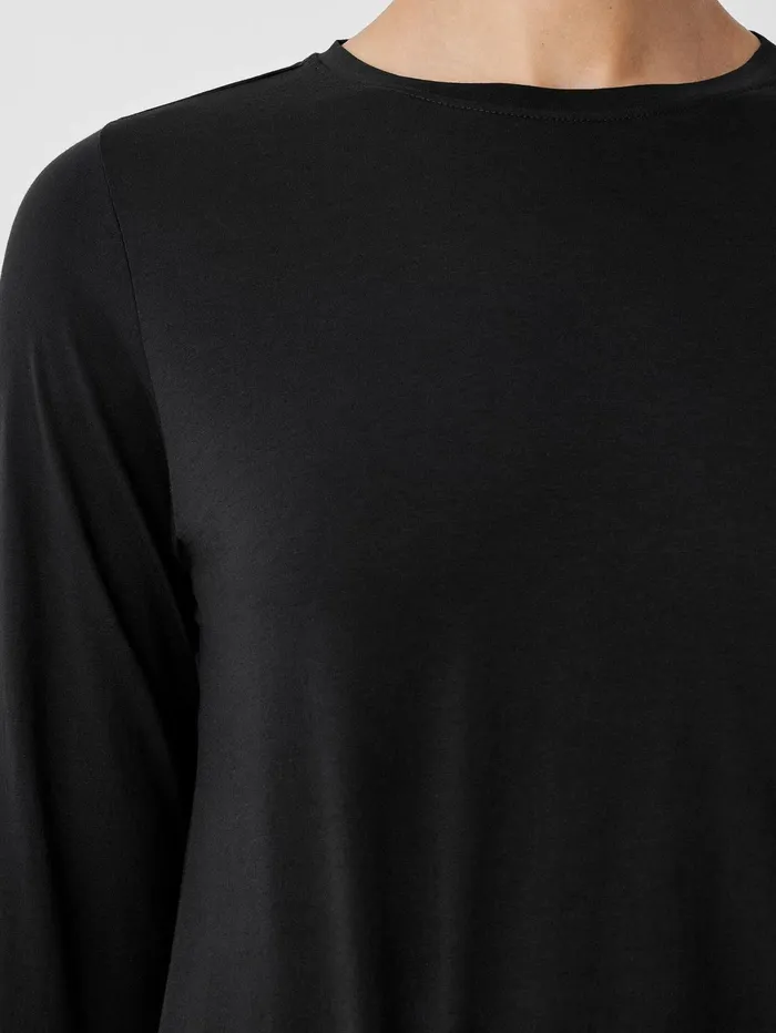 Tops and Tees Women Eileen Fisher Organic Pima Cotton Jersey LongSleeve Tee Black