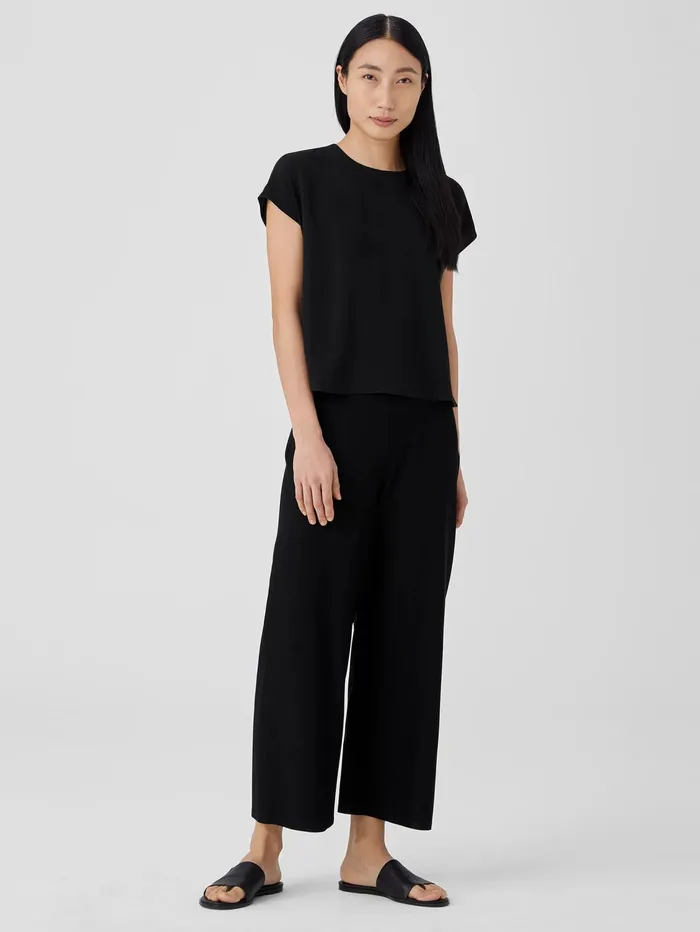 Tops and Tees Women Eileen Fisher Silk Georgette Crepe Square Top Black