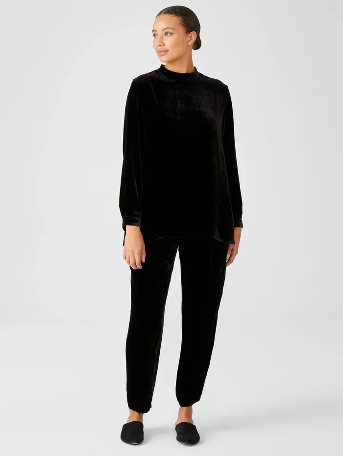 Tops and Tees Women Eileen Fisher Velvet Mock Neck Top Black