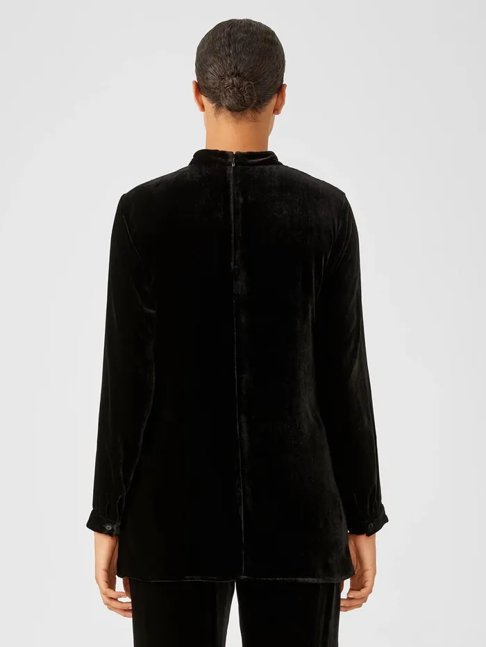 Tops and Tees Women Eileen Fisher Velvet Mock Neck Top Black