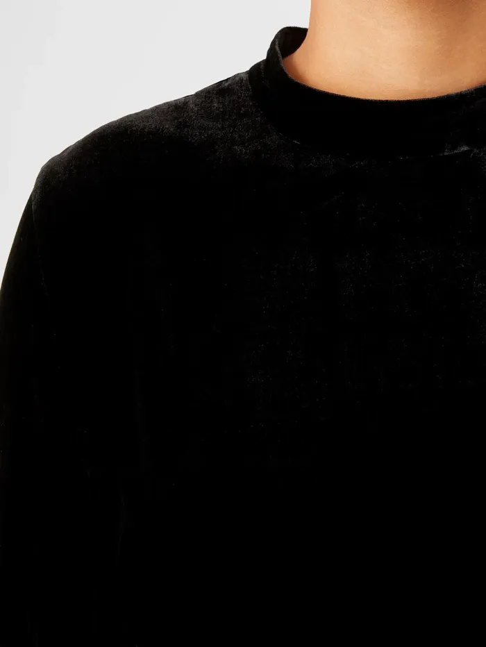 Tops and Tees Women Eileen Fisher Velvet Mock Neck Top Black