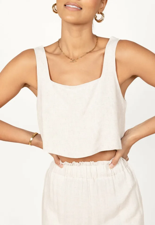 Tops Petal and Pup Women Eleanor Cropped Top Beige