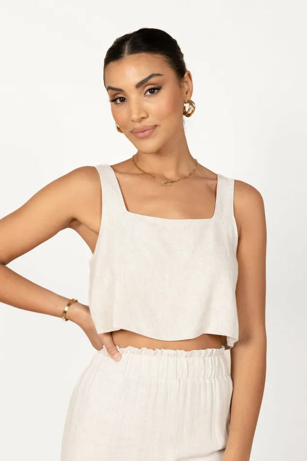 Tops Petal and Pup Women Eleanor Cropped Top Beige