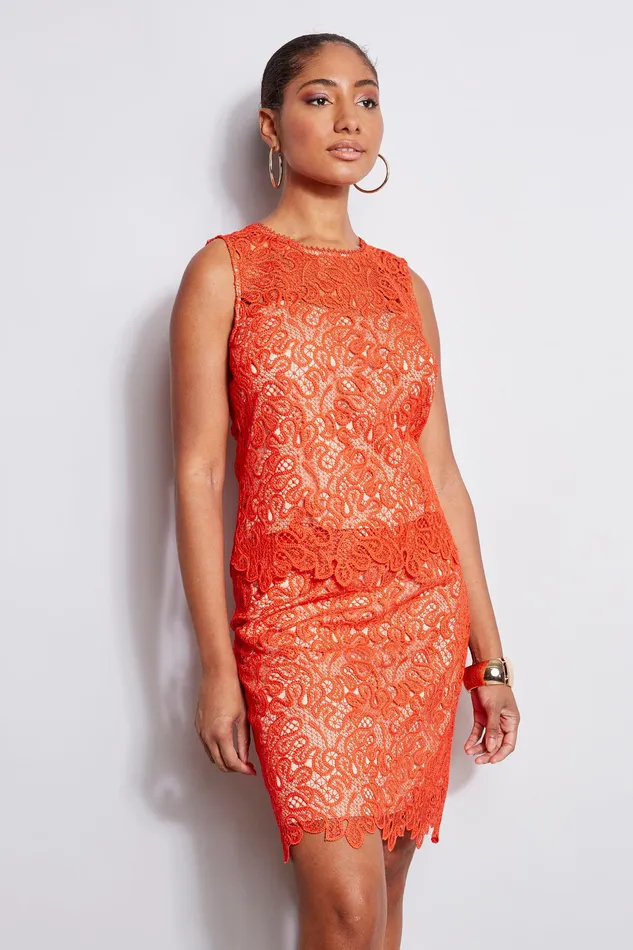Tops Women Elie Tahari Lace Shell TOMATO