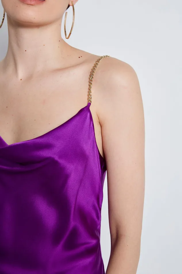Tops Women Elie Tahari Silk Satin Chain Cami WILD BERRY