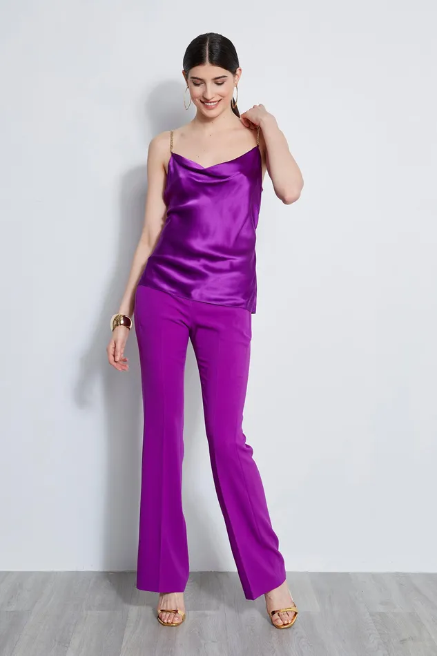 Tops Women Elie Tahari Silk Satin Chain Cami WILD BERRY