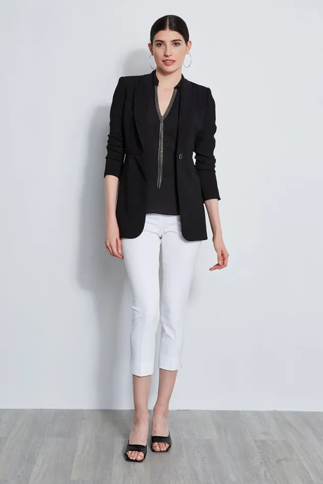 Tops Women Elie Tahari Sleeveless Silk Chain Collar Shirt BLACK
