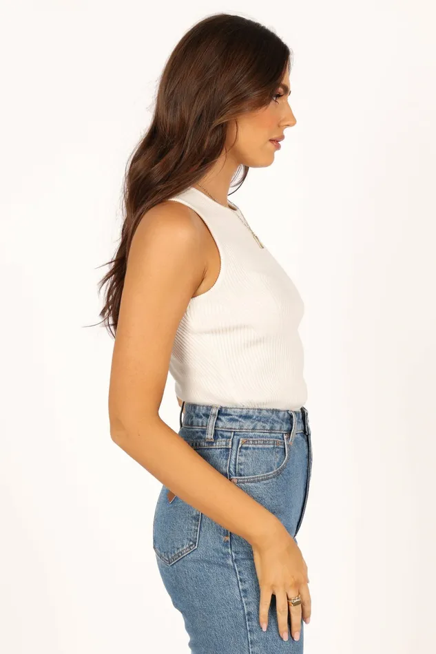 Tops Women Petal and Pup Davie Ribbed Knit Top White