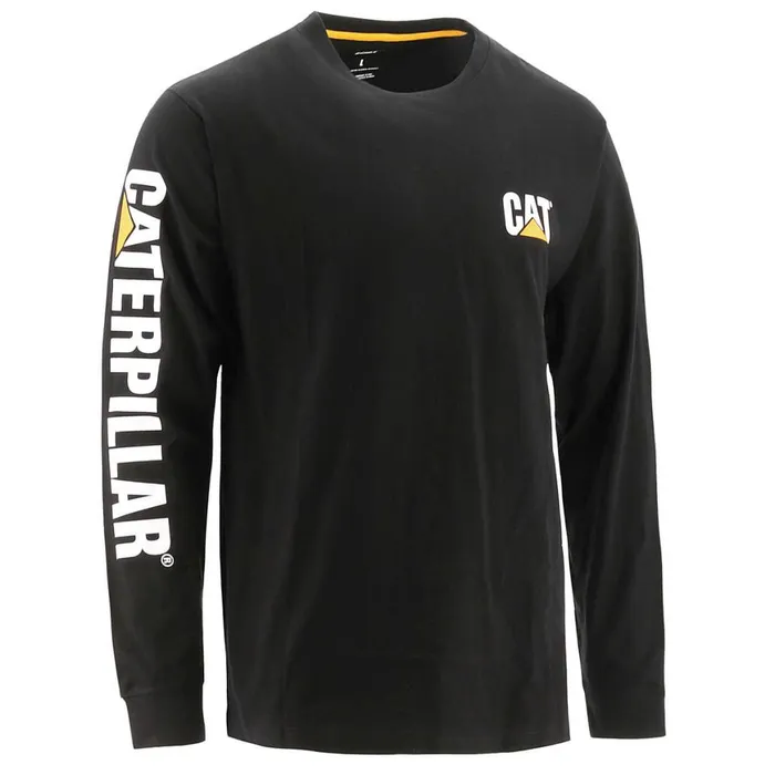 Trademark Banner Long Sleeve Tee Black Men Cat Footwear Tops and Outerwear