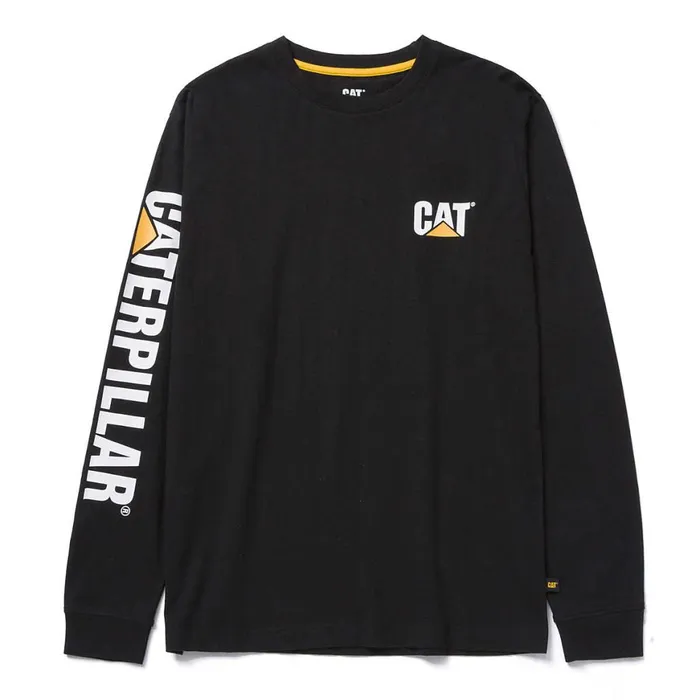 Trademark Banner Long Sleeve Tee Black Men Cat Footwear Tops and Outerwear