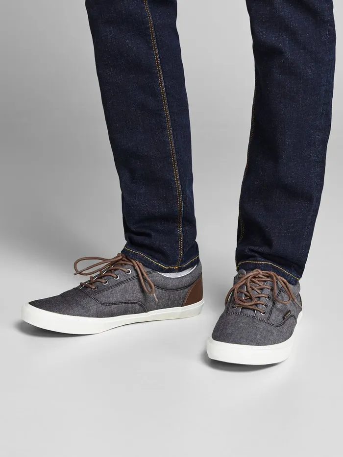 Trainers JACK and JONES Mens CANVAS SNEAKERS Grey Anthracite Near Me