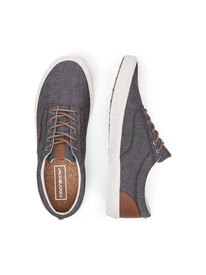 Trainers JACK and JONES Mens CANVAS SNEAKERS Grey Anthracite Near Me