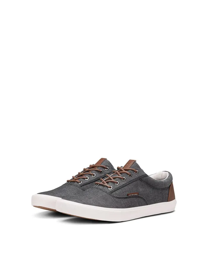 Trainers JACK and JONES Mens CANVAS SNEAKERS Grey Anthracite Near Me