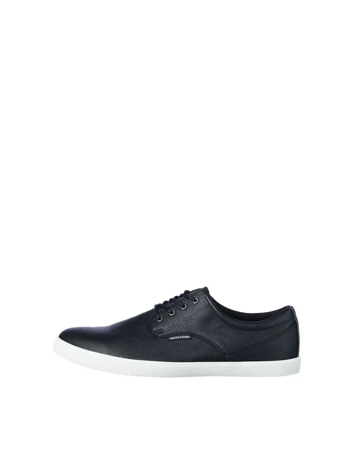Trainers JACK and JONES Mens PU LEATHER SNEAKERS Black Anthracite Near Me