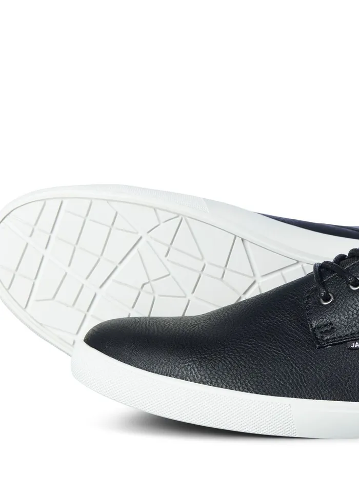 Trainers JACK and JONES Mens PU LEATHER SNEAKERS Black Anthracite Near Me