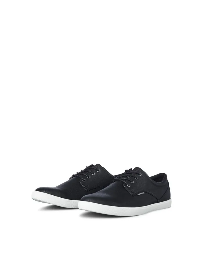 Trainers JACK and JONES Mens PU LEATHER SNEAKERS Black Anthracite Near Me