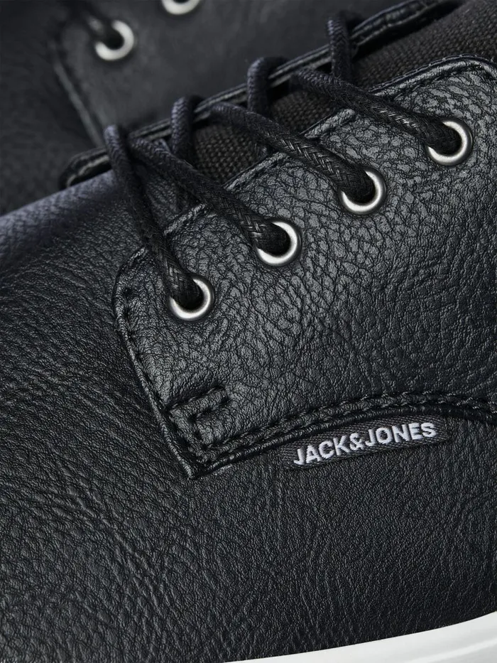 Trainers JACK and JONES Mens PU LEATHER SNEAKERS Black Anthracite Near Me