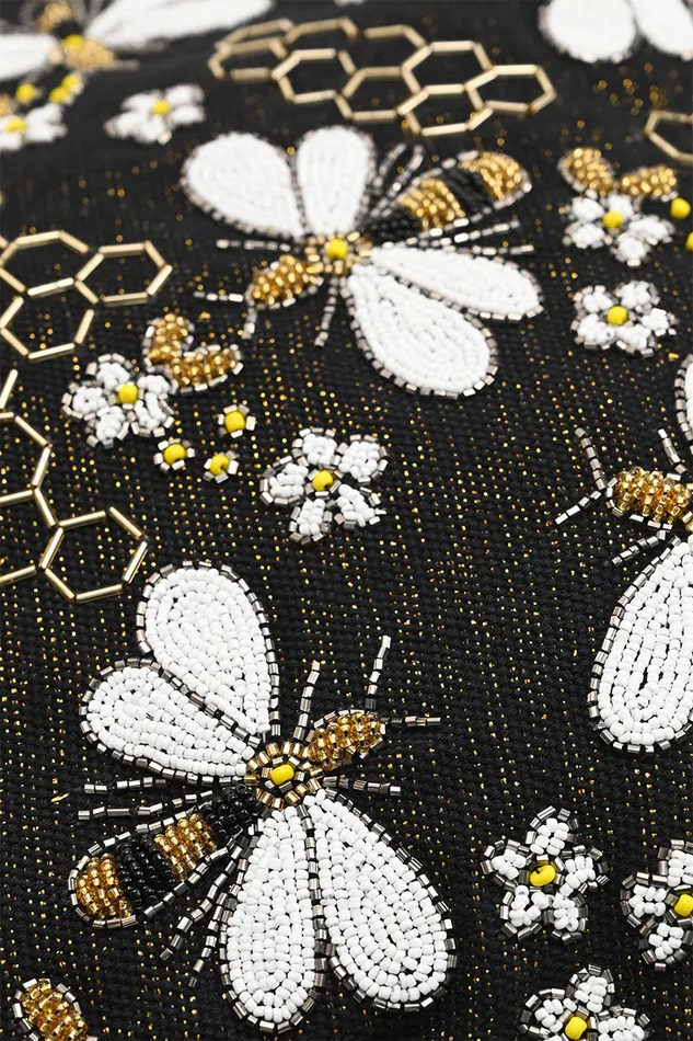 Travel and Beach Bags America and Beyond Women Glamorous Embellished Traveler with CrossbodyBlack Bee