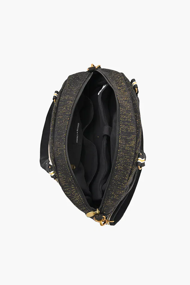 Travel and Beach Bags America and Beyond Women Glamorous Embellished Traveler with CrossbodyBlack Bee