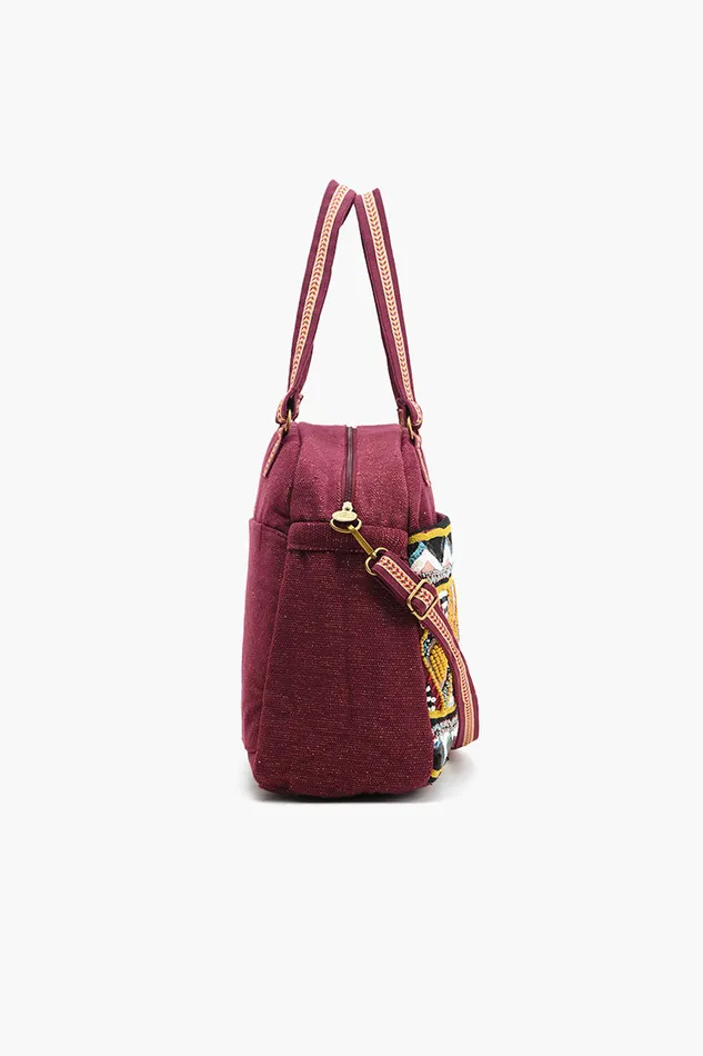 Travel and Beach Bags America and Beyond Women Glamorous Embellished Traveler with CrossbodyGeo Maroon