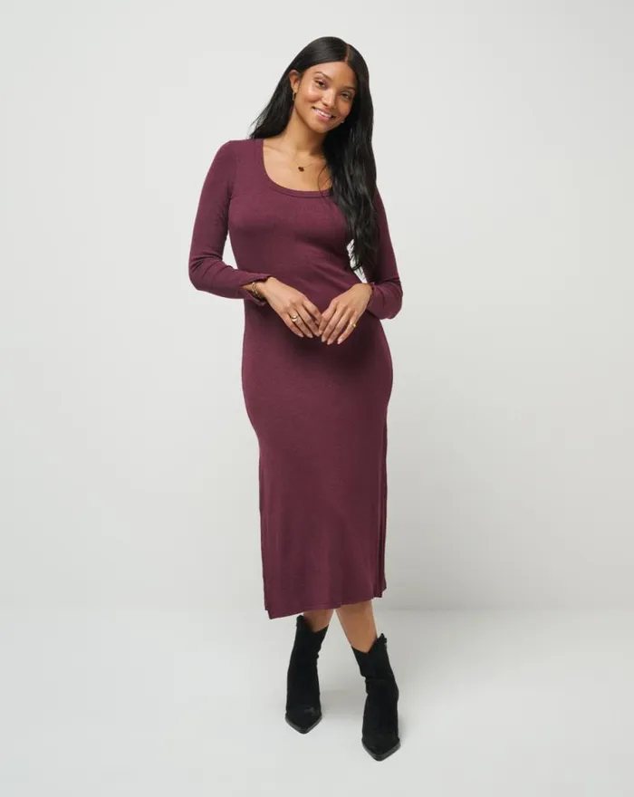 TravisMathew CLOUD RIB RETREAT DRESS Heather Winetasting Women Dresses TravisMathew CLOUD RIB RETREAT DRESS Heather Winetasting Women Dresses