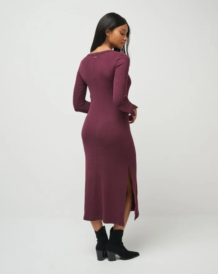 TravisMathew CLOUD RIB RETREAT DRESS Heather Winetasting Women Dresses TravisMathew CLOUD RIB RETREAT DRESS Heather Winetasting Women Dresses