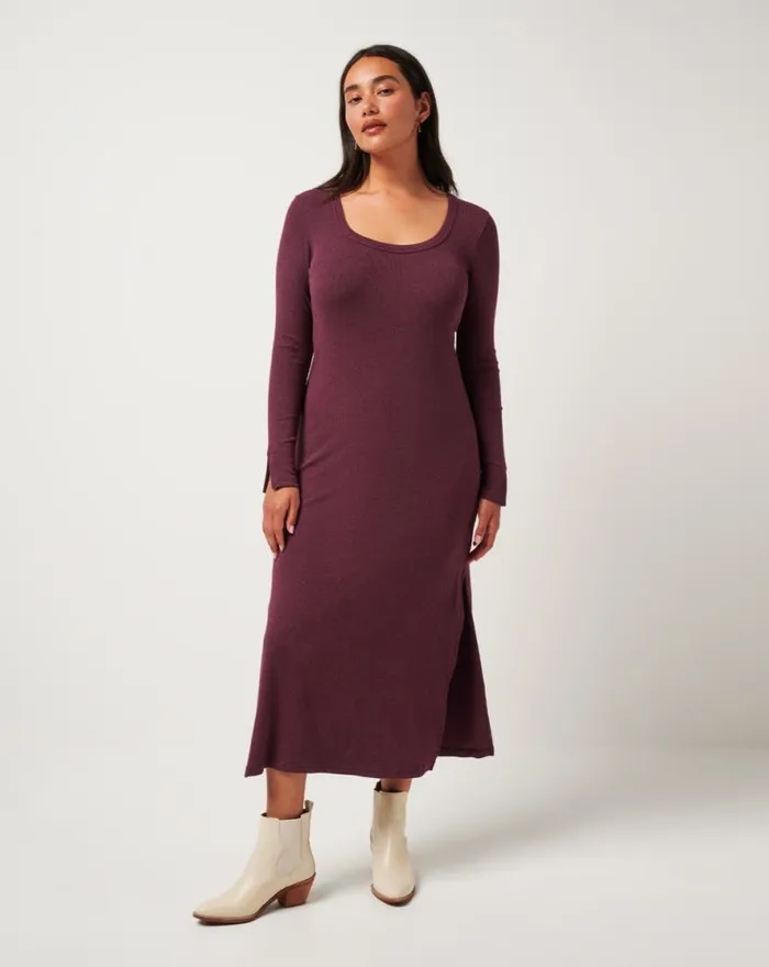 TravisMathew CLOUD RIB RETREAT DRESS Heather Winetasting Women Dresses TravisMathew CLOUD RIB RETREAT DRESS Heather Winetasting Women Dresses