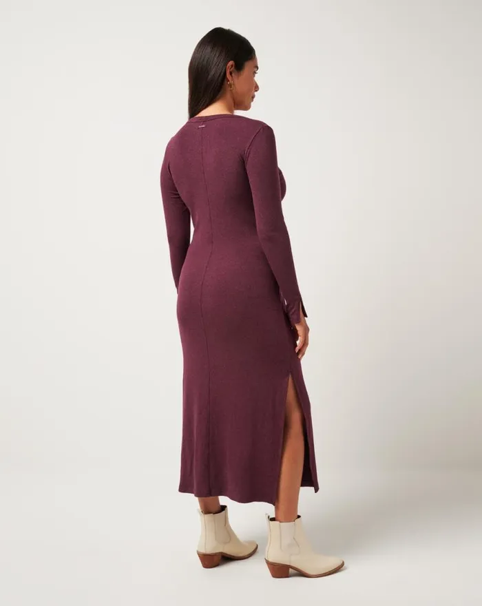 TravisMathew CLOUD RIB RETREAT DRESS Heather Winetasting Women Dresses TravisMathew CLOUD RIB RETREAT DRESS Heather Winetasting Women Dresses