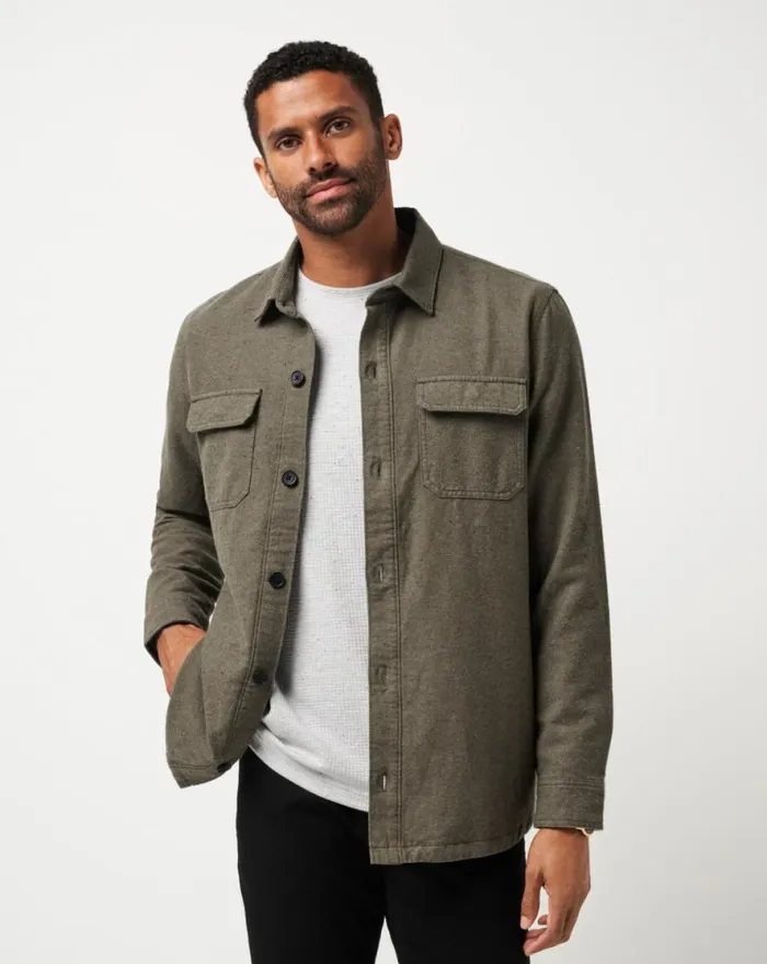 TravisMathew HALFWAY THERE SHIRT JACKET Dark Olive Men ButtonUps