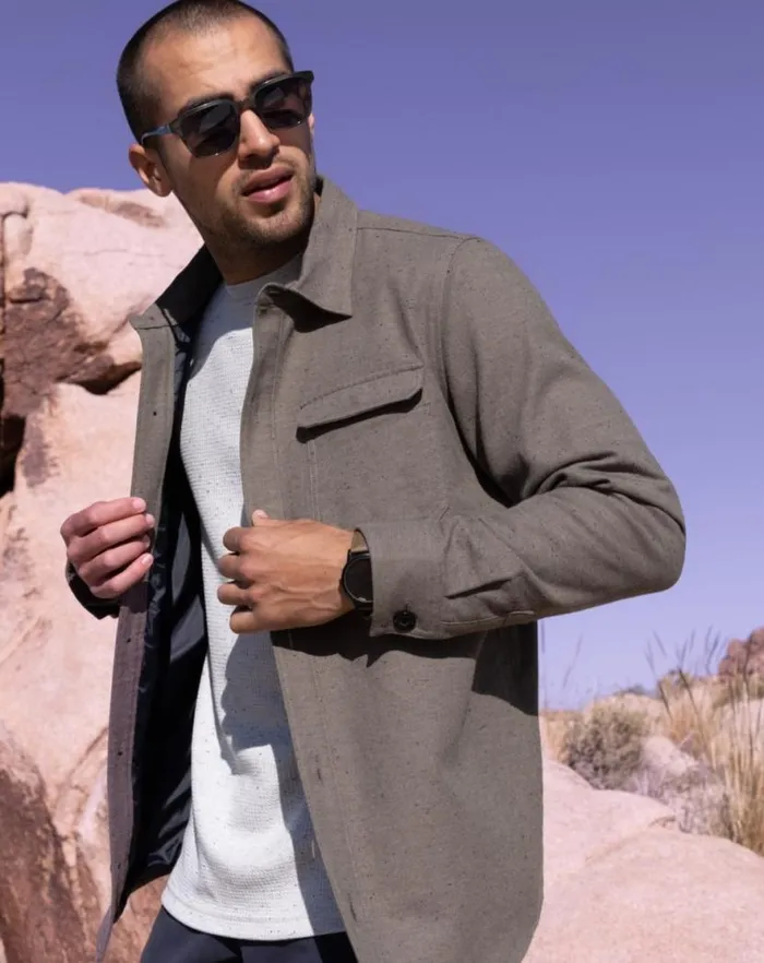 TravisMathew HALFWAY THERE SHIRT JACKET Dark Olive Men ButtonUps TravisMathew HALFWAY THERE SHIRT JACKET Dark Olive Men ButtonUps