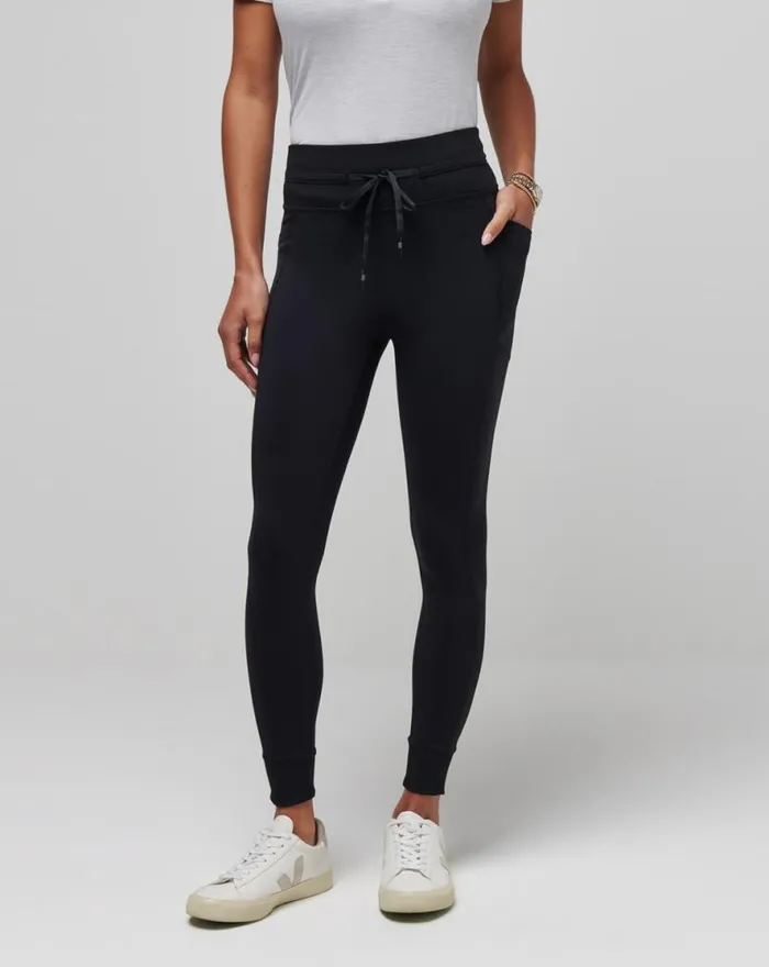 TravisMathew MOVEKNIT TIE LEGGING Black Women Pants TravisMathew MOVEKNIT TIE LEGGING Black Women Pants