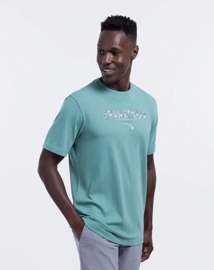 TravisMathew THE BIG ISLE 20 TEE Heather Green Men Tees TravisMathew THE BIG ISLE 20 TEE Heather Green Men Tees