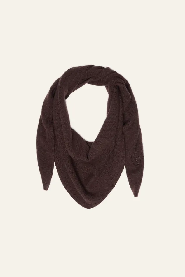 Triangle Knitted Scarf Colly Brown Women Baandsh Scarves and Beanies